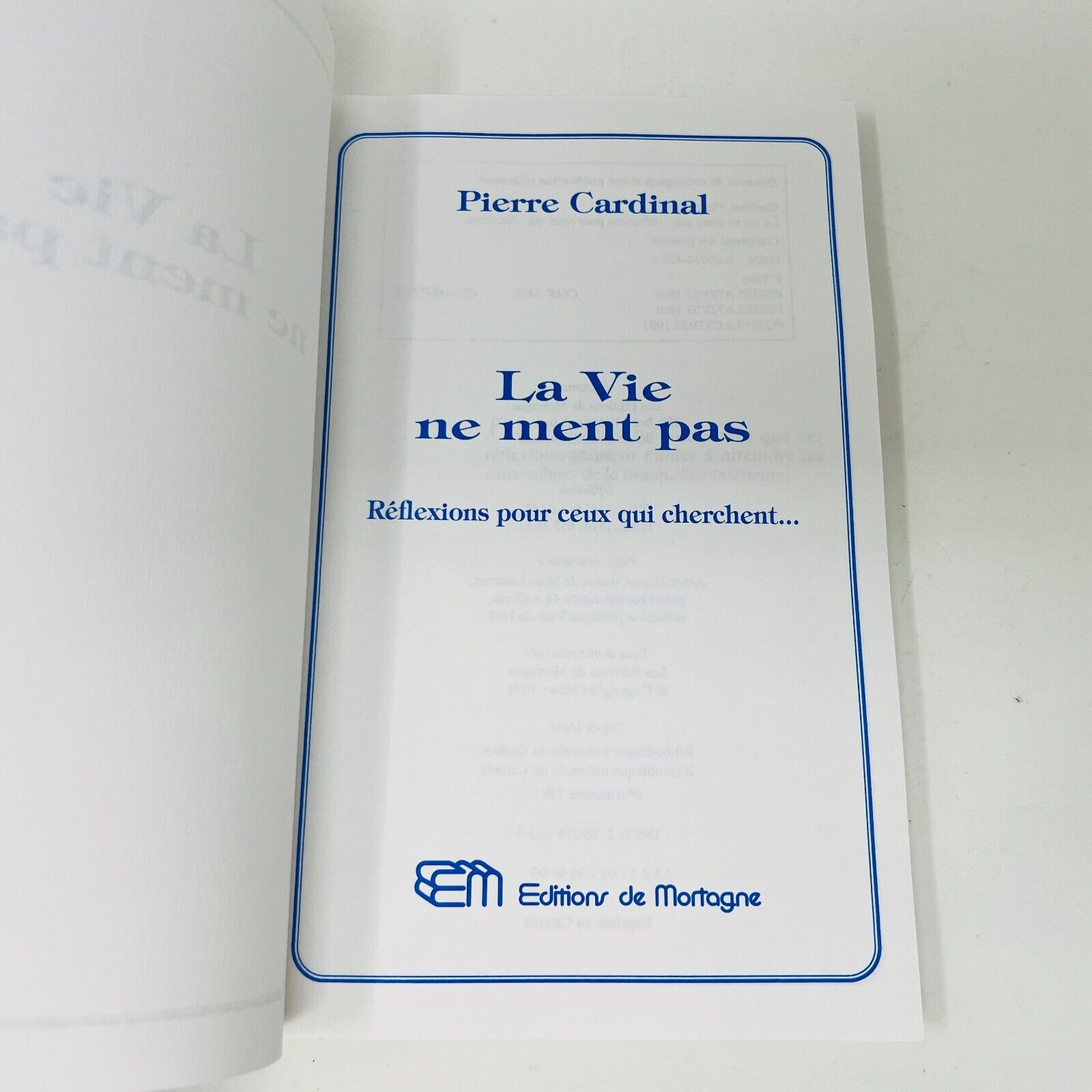 1991 La Vie ne Ment Pas de Pierre Cardinal Réflexions Pour Ceux qui Cherchent PB