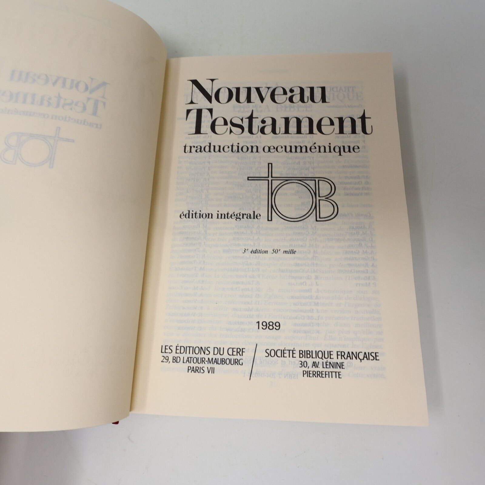 1989 Nouveau Testament Traduction Œcuménique Tob Cerf Édition Intégrale Français