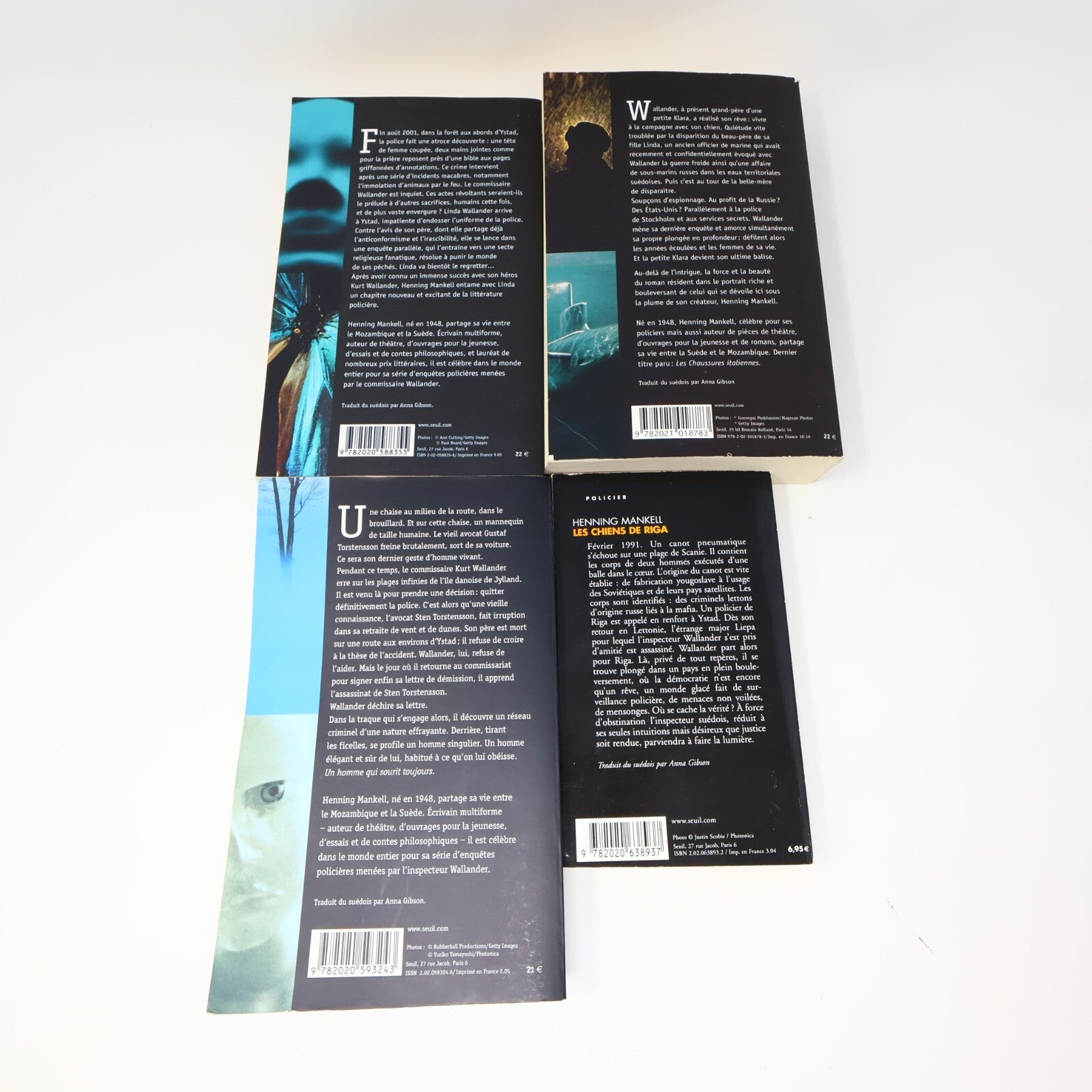 Henning Mankell Lot 4 Livres L'Homme Inquiet/Avant le Gel/Chiens de Riga French