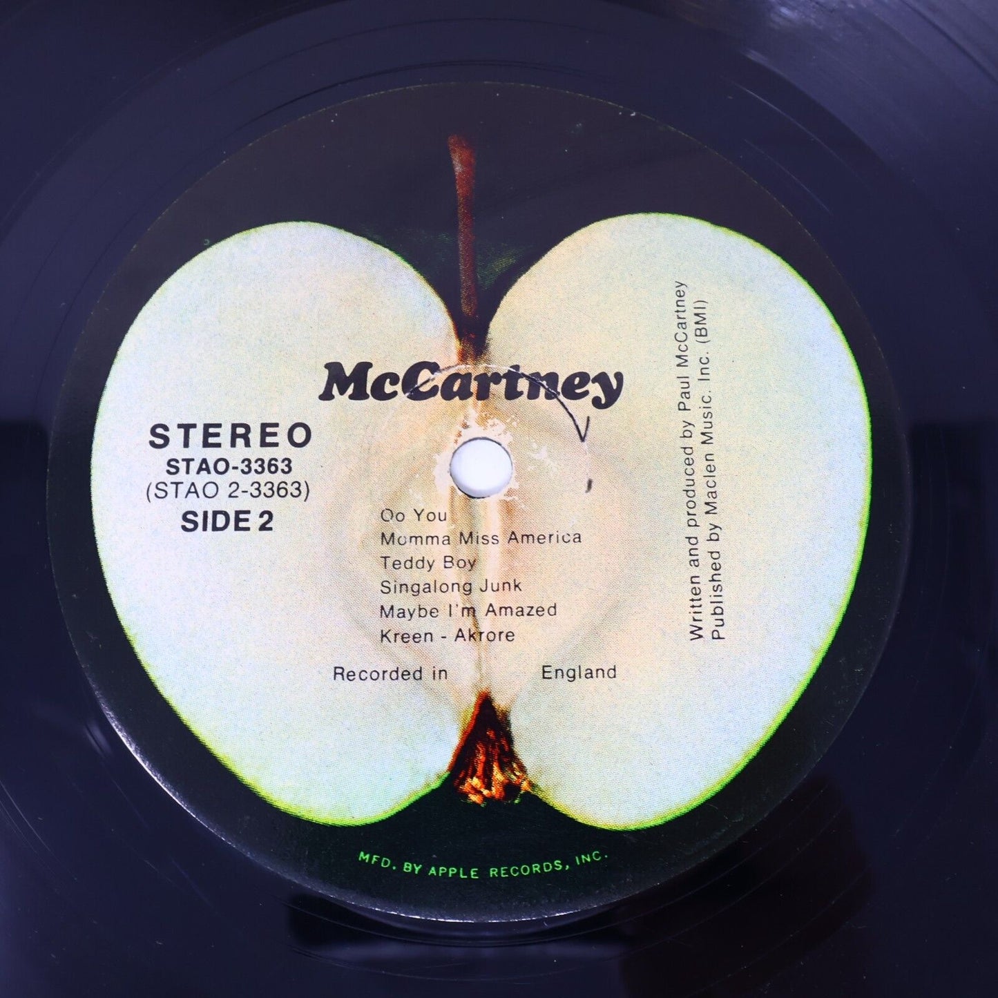 Paul McCartney Self Title LP Record Vinyl Apple STAO-3363 Canada 1970s Oo You