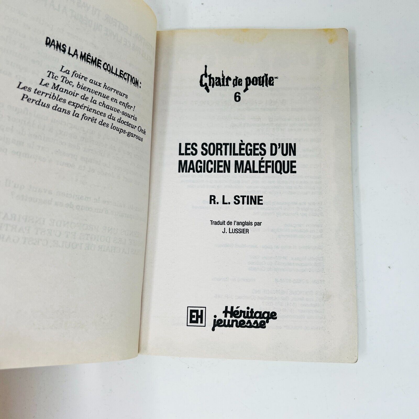 4x Chair de Poule Extra #2-3 6-7 de R.L. Stine EH Lot en Français/French Tic Toc