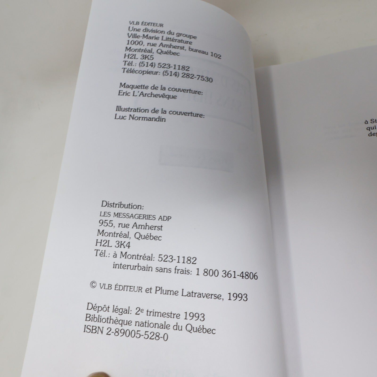 1993 Pas d'Admission Sans Histoire Plume Latraverse Vlb Littérature Québécoise