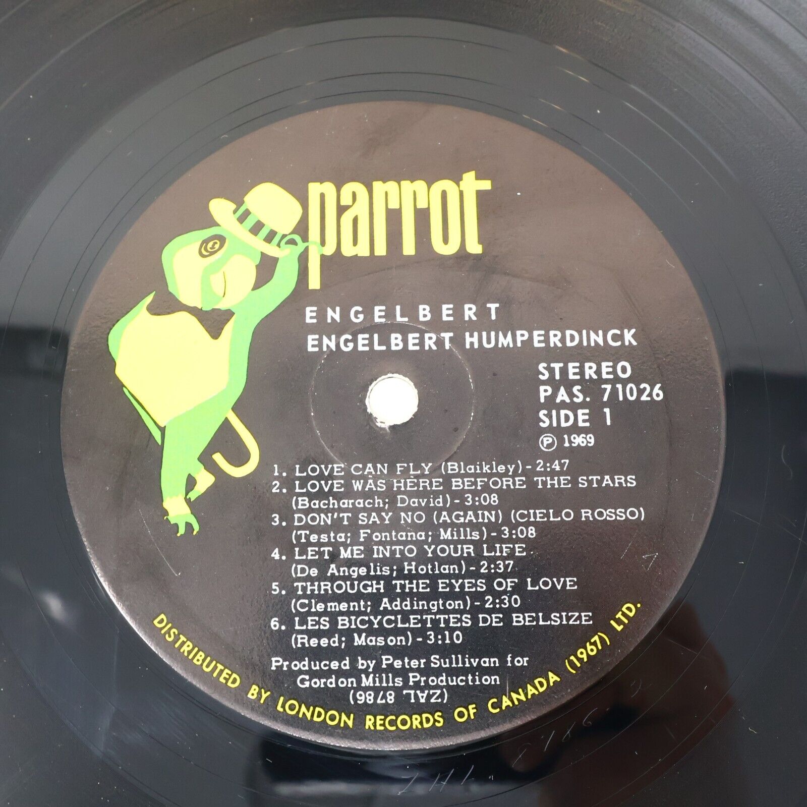 Engelbert Humperdinck Self Titled LP Record Vinyl PAS 71026 Canada Parrot 1969