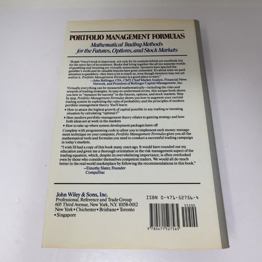Portfolio Management Formulas Mathematical Trading Methods Ralph Vince Wiley HC