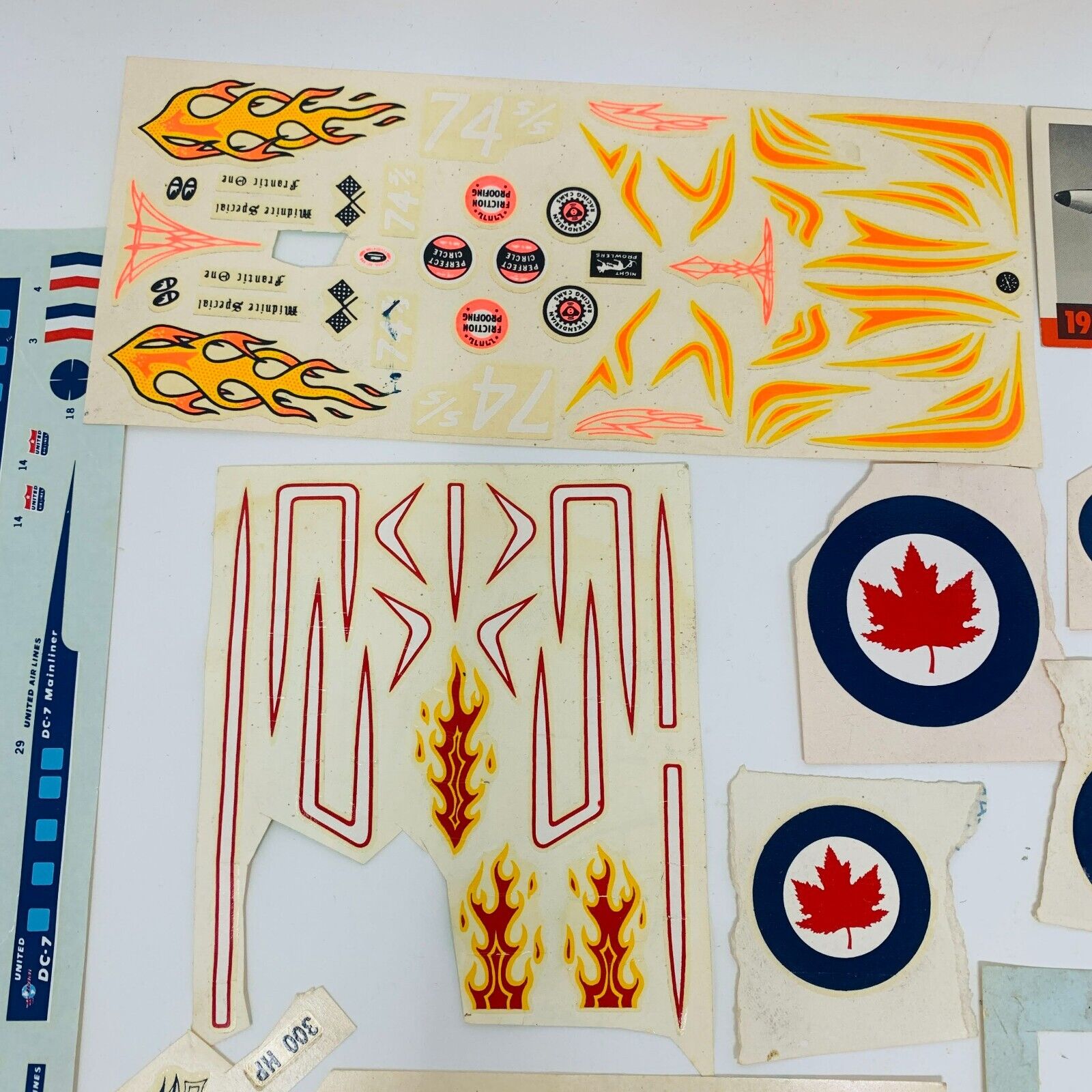 Mixed Lot of Die Cut Decal Sheets for AMT & Others Cars Planes 60-90s Model Kits