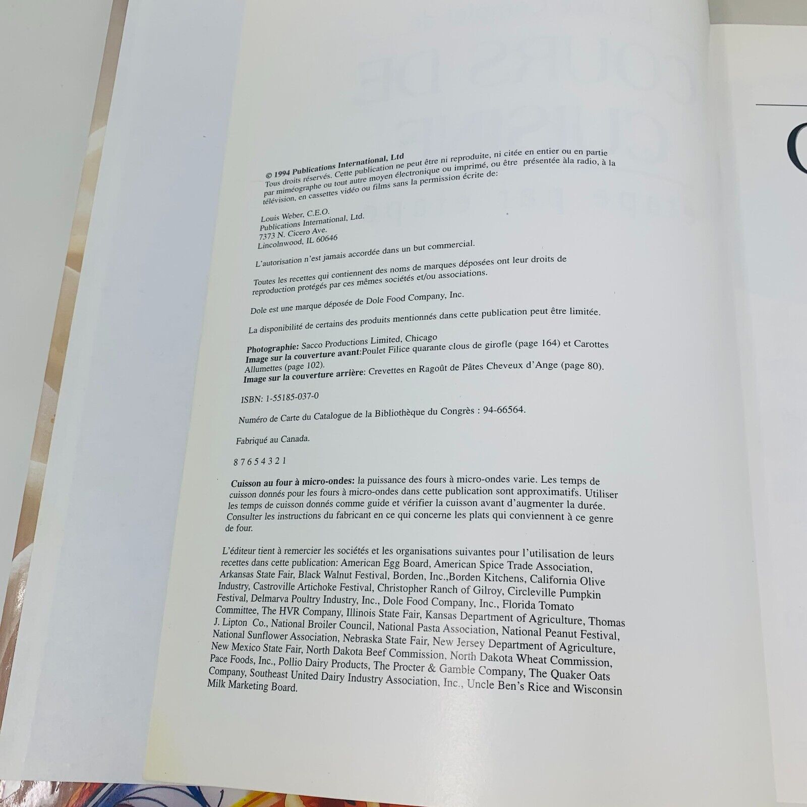 1994 Le Cours de Cuisine Complet Étape par Étape Livre de Recettes Cuisine HC