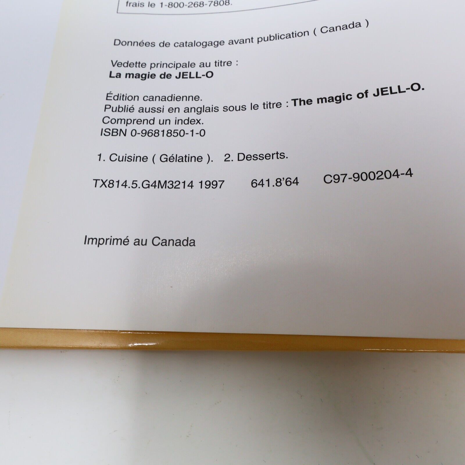 1997 La Magie de Jell-O Desserts et Goûters 100 Recettes Cuisine Boyer/Gingras