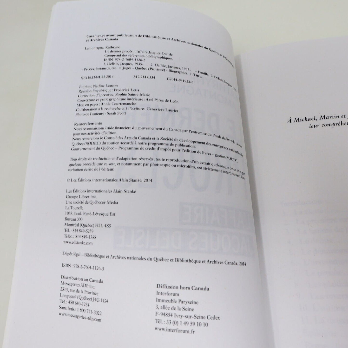 2014 Le Dernier Procès l'Affaire Jacques Delisle Kathryne Lamontagne Stanké PB