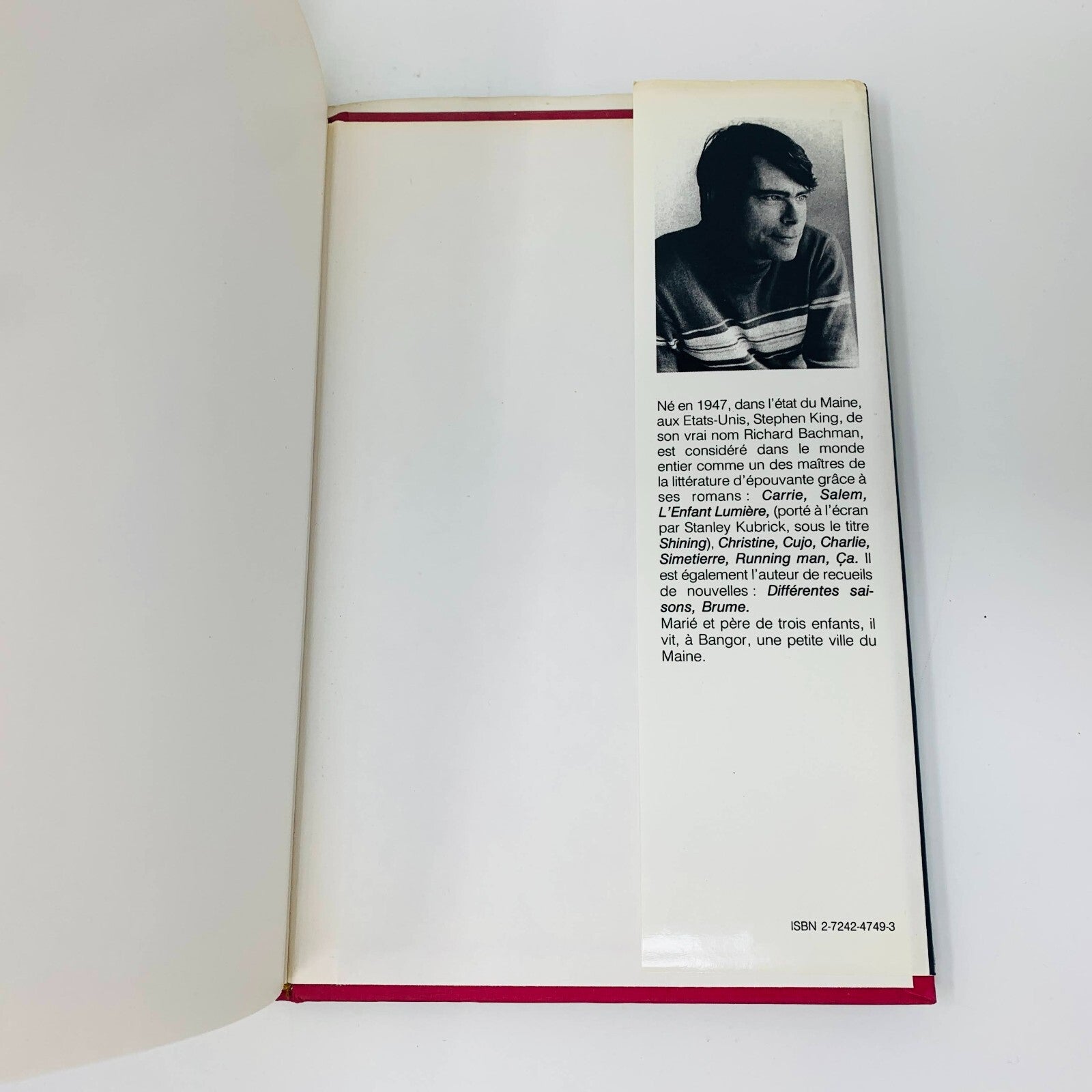 1990 Misery Stephen King Club France Loisirs Français/French Hardcover DJ BCE