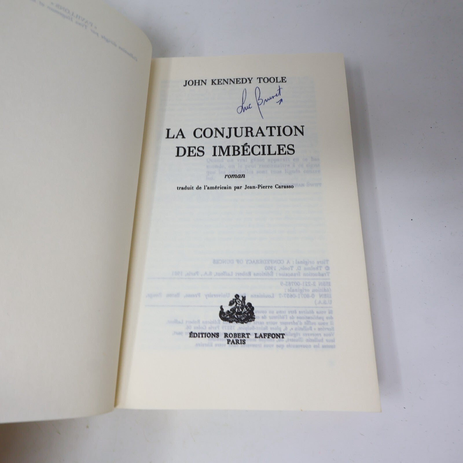1981 La Conjuration des Imbéciles John Kennedy Toole Robert Laffont Roman Livre