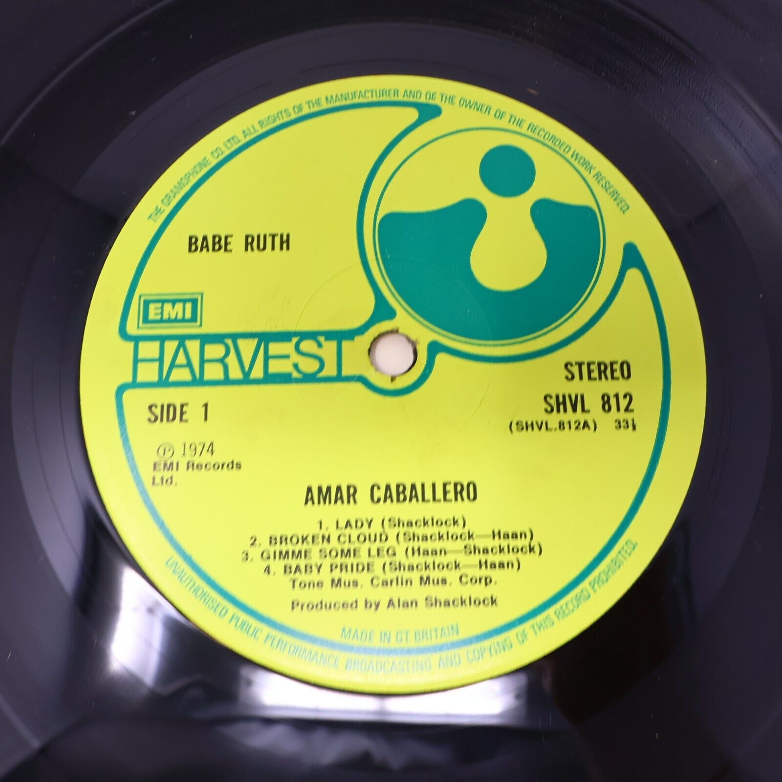 Babe Ruth Amar Caballero LP Record Vinyl 1974 SHVL 812 UK Stereo EMI Rock 1970s