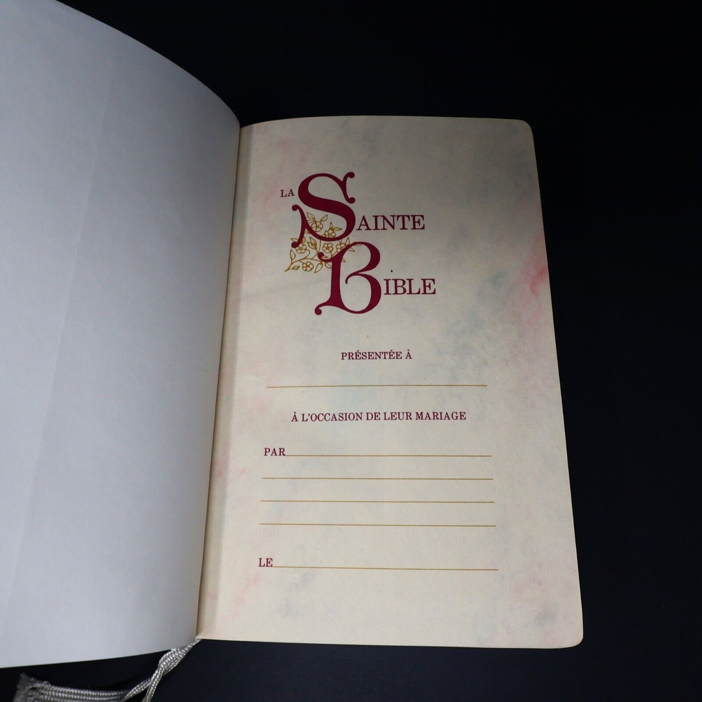 1988 La Sainte Bible de Mariage TOB Hardcover HC Societe Biblique Canadienne 80s