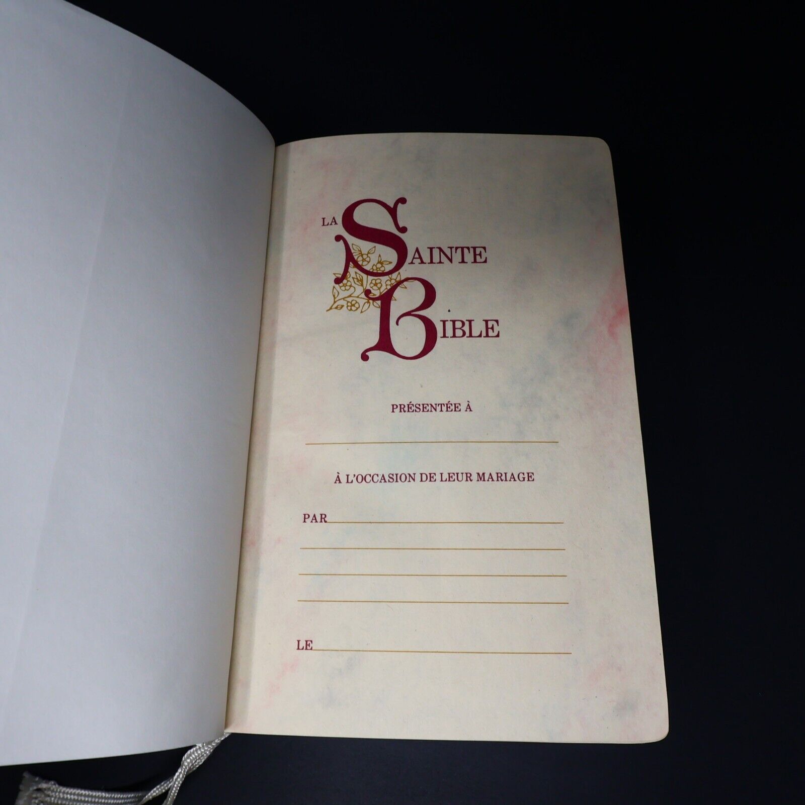 1988 La Sainte Bible de Mariage TOB Hardcover HC Societe Biblique Canadienne 80s