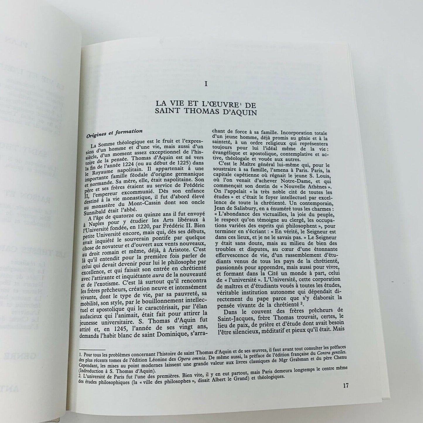 1984 Thomas d'Aquin Somme Théologique Tome 1 Cerf Français French Livre Religion