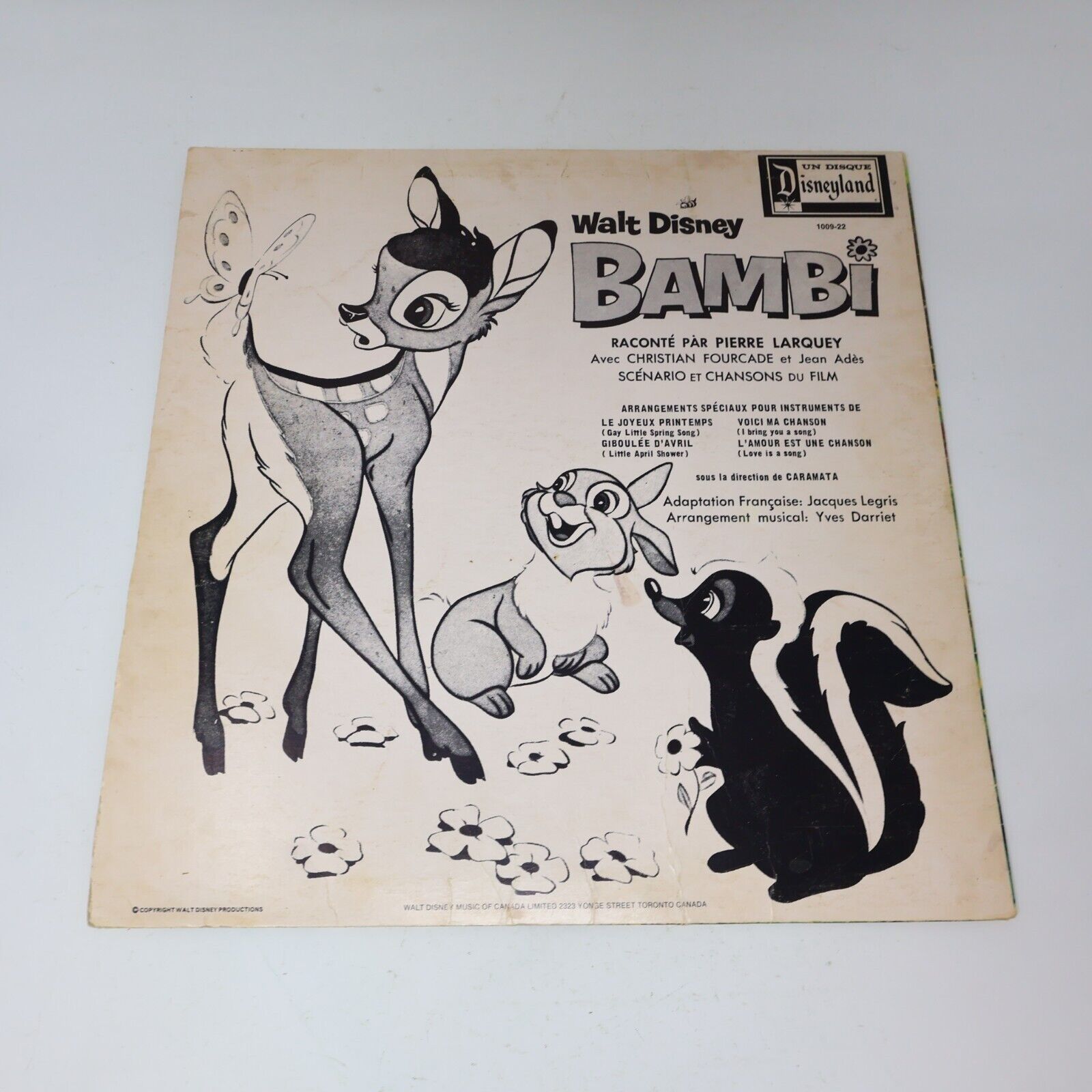 Walt Disney Bambi Raconté par Pierre Larquey LP Disque DF-1009 Français French
