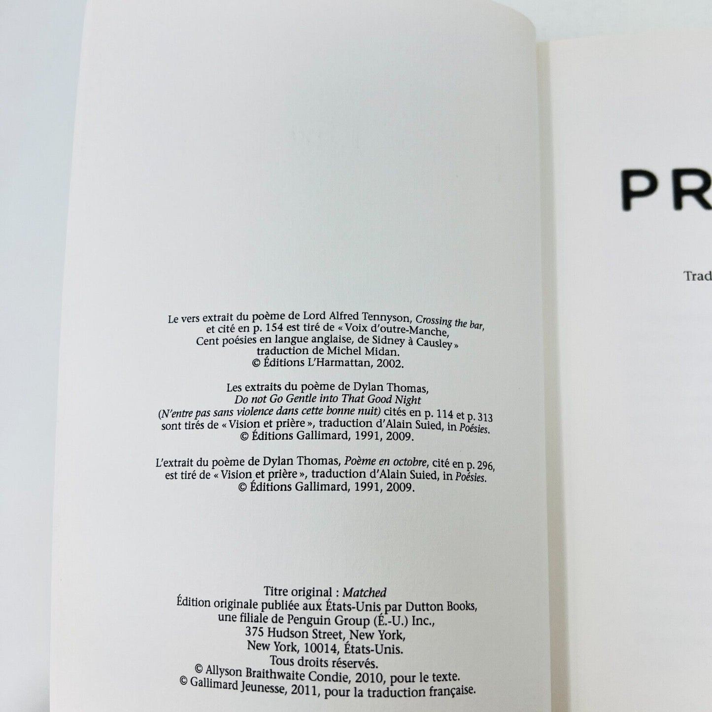 Promise #1-3 de Ally Condie Série Complète Gallimard Lot Livres Français/French