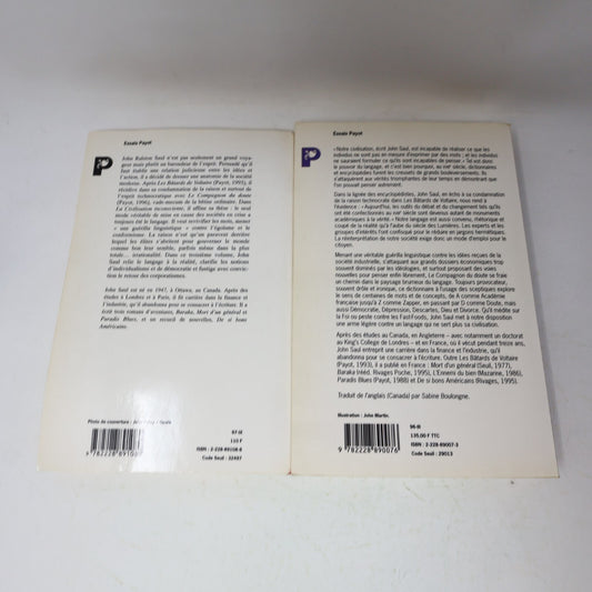 John Saul La Civilisation Inconsciente Le Compagnon du Doute Lot 2 Livres French