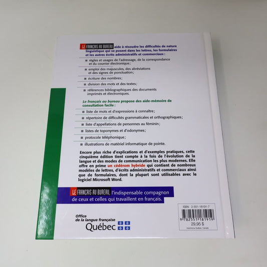 2000 Le Français au Bureau Office de la Langue Française Écrire Rédiger Livre HC