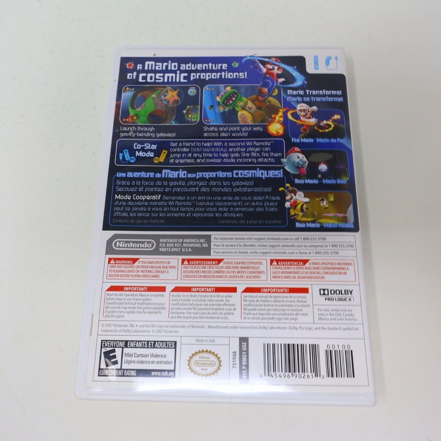 Super Mario Galaxy for the Wii Nintendo Selects Tested NTSC NTSC Video Game Bee