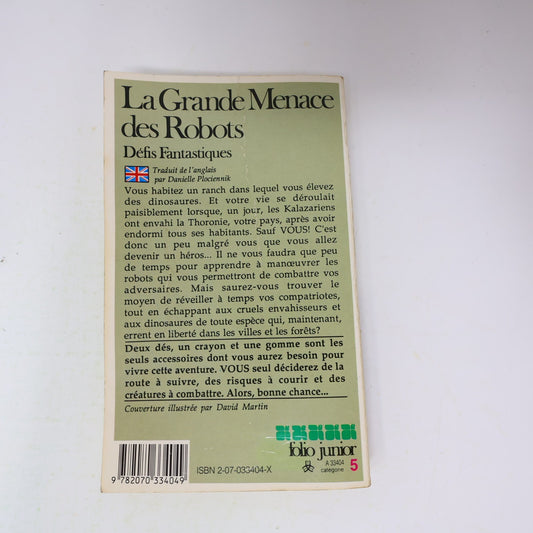 1987 La Grande Menace des Robots Steve Jackson LDVELH Défis Fantastiques PB 80s