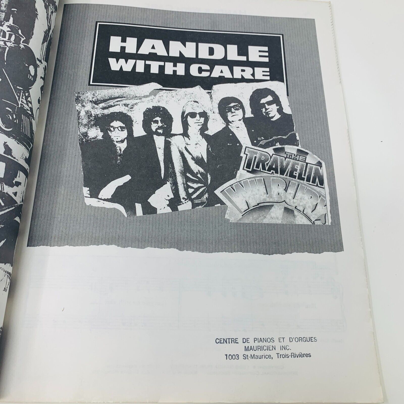 1980s The Traveling Wilburys Volume 1 Songbook Piano Chord Handle with Care
