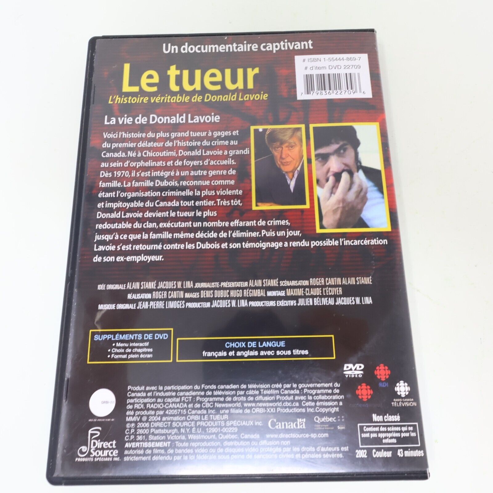 Le Tueur L'Histoire Véritable de Donald Lavoie DVD Français Testé Crime Québec