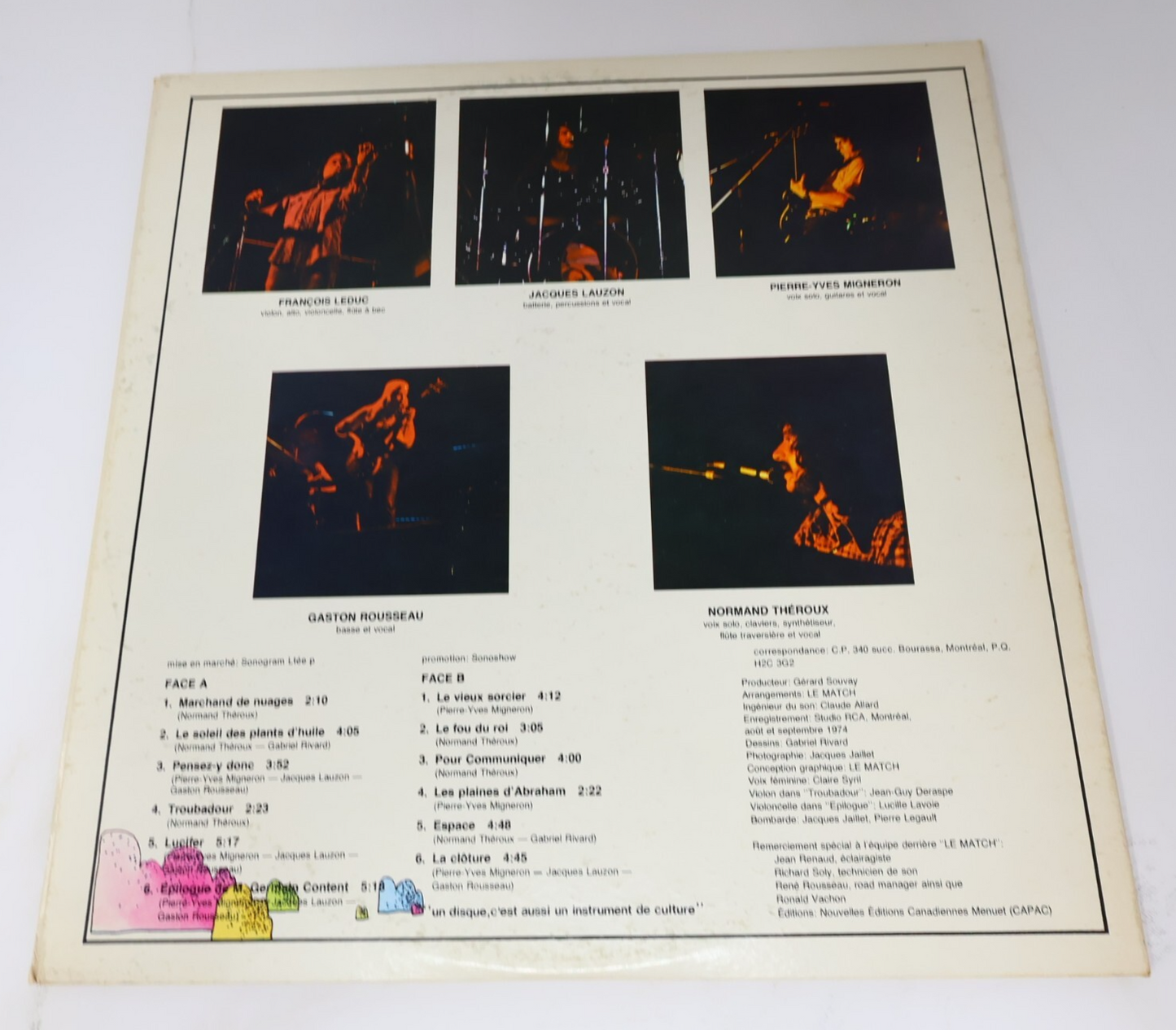 Le Match Légendes Disque LP Record Vinyl 1975 Prog Rock Sonogram LSG-72007