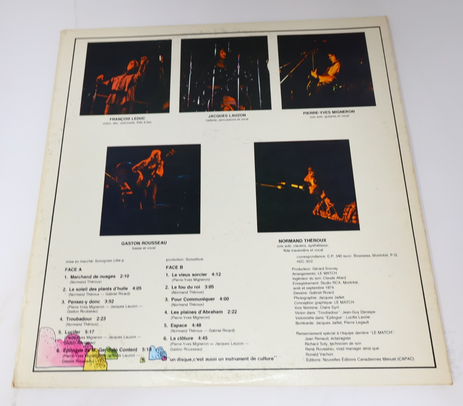 Le Match Légendes Disque LP Record Vinyl 1975 Prog Rock Sonogram LSG-72007