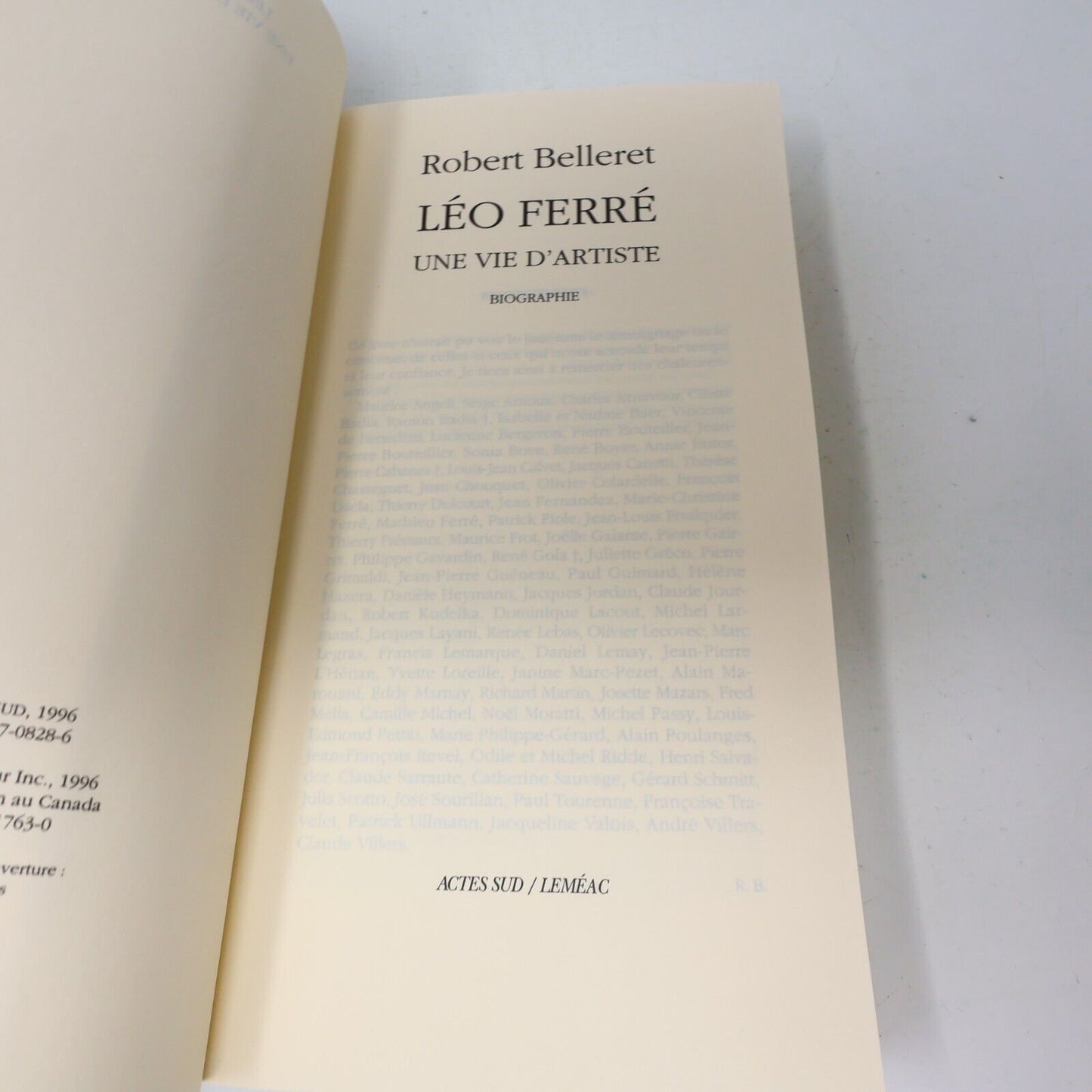 1996 Léo Ferré une Vie d'Artiste Robert Belleret Biographie Chanteur Musique 90s