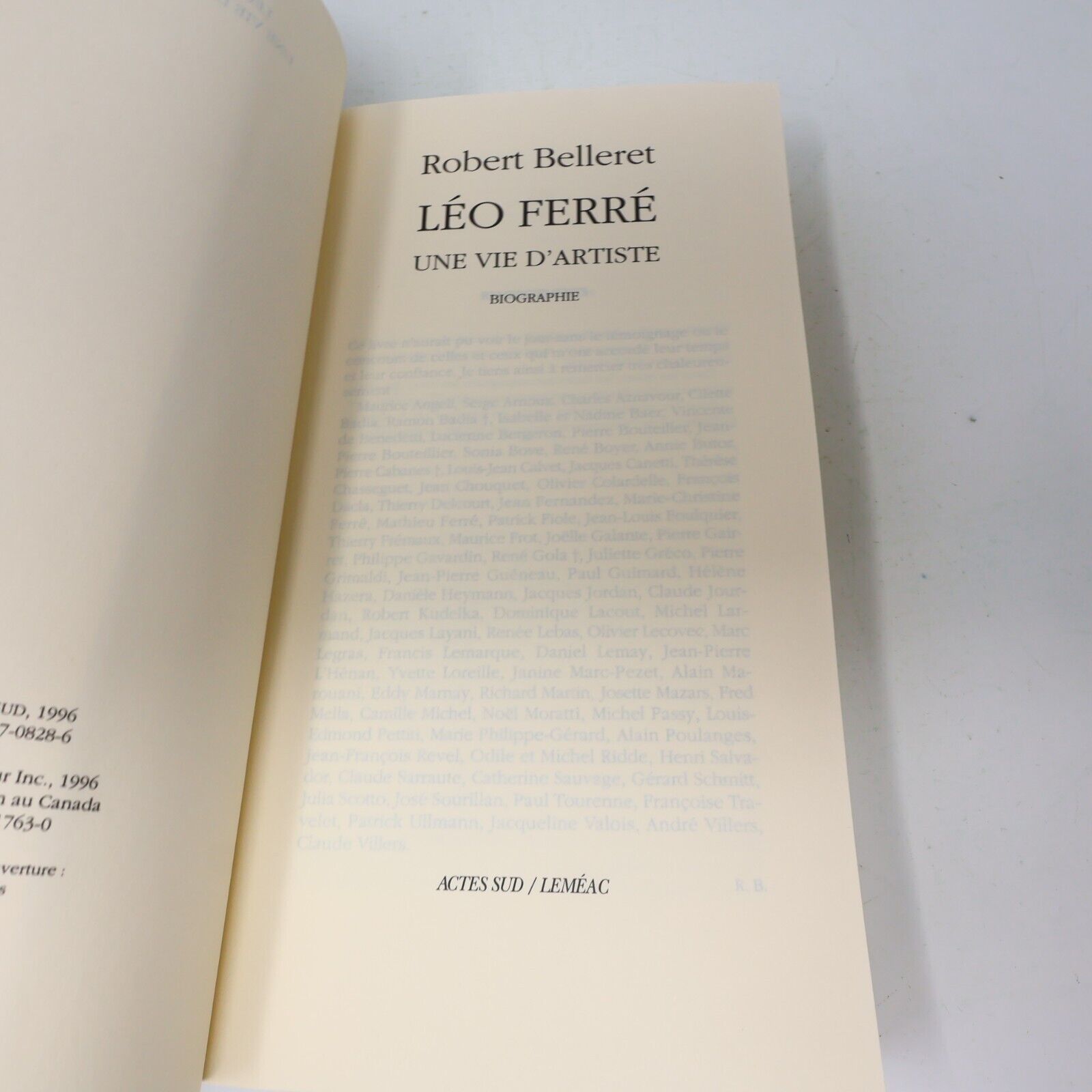 1996 Léo Ferré une Vie d'Artiste Robert Belleret Biographie Chanteur Musique 90s