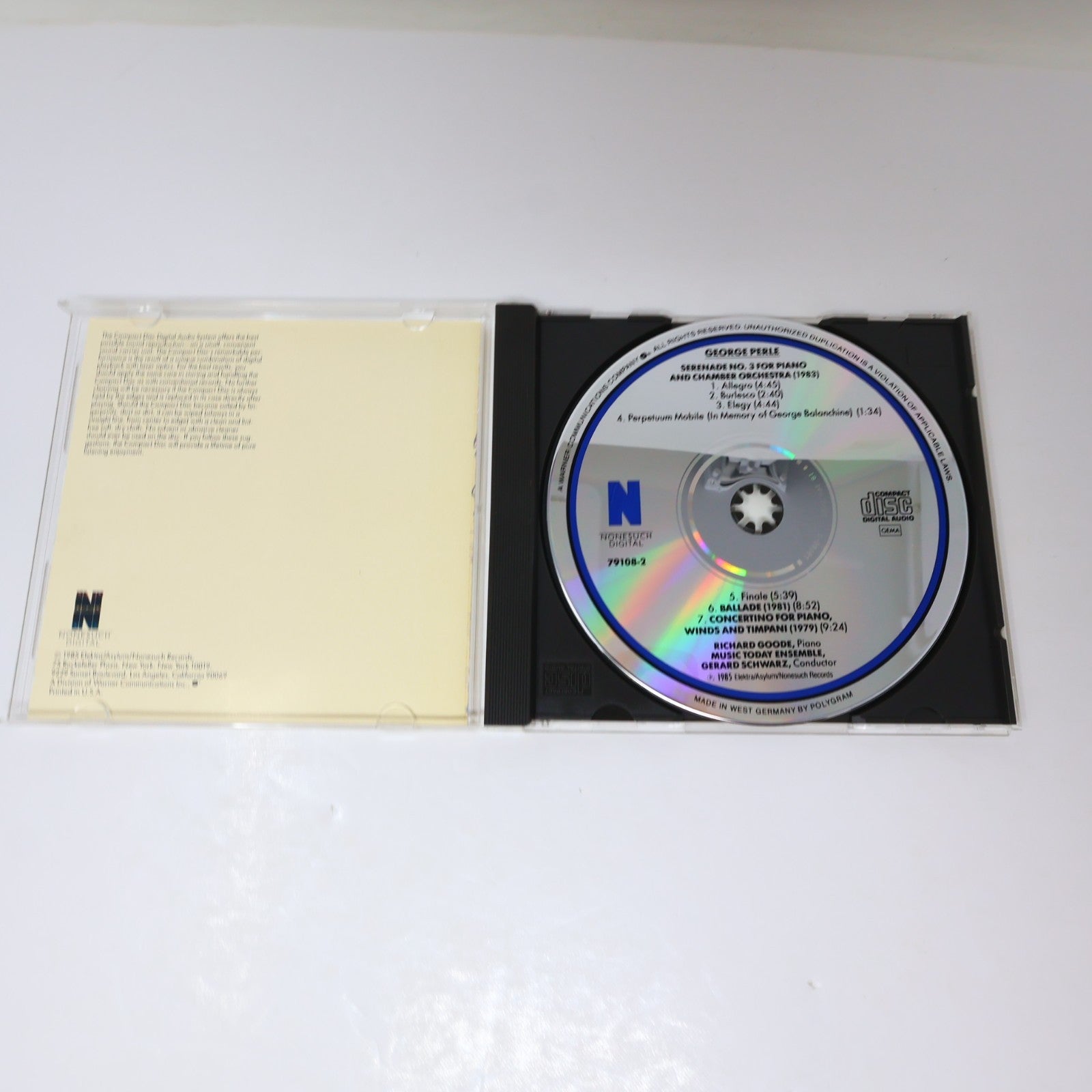 George Perle Serenade No. 3/Ballad/Concertino CD Gerard Schwarz/Richard Goode