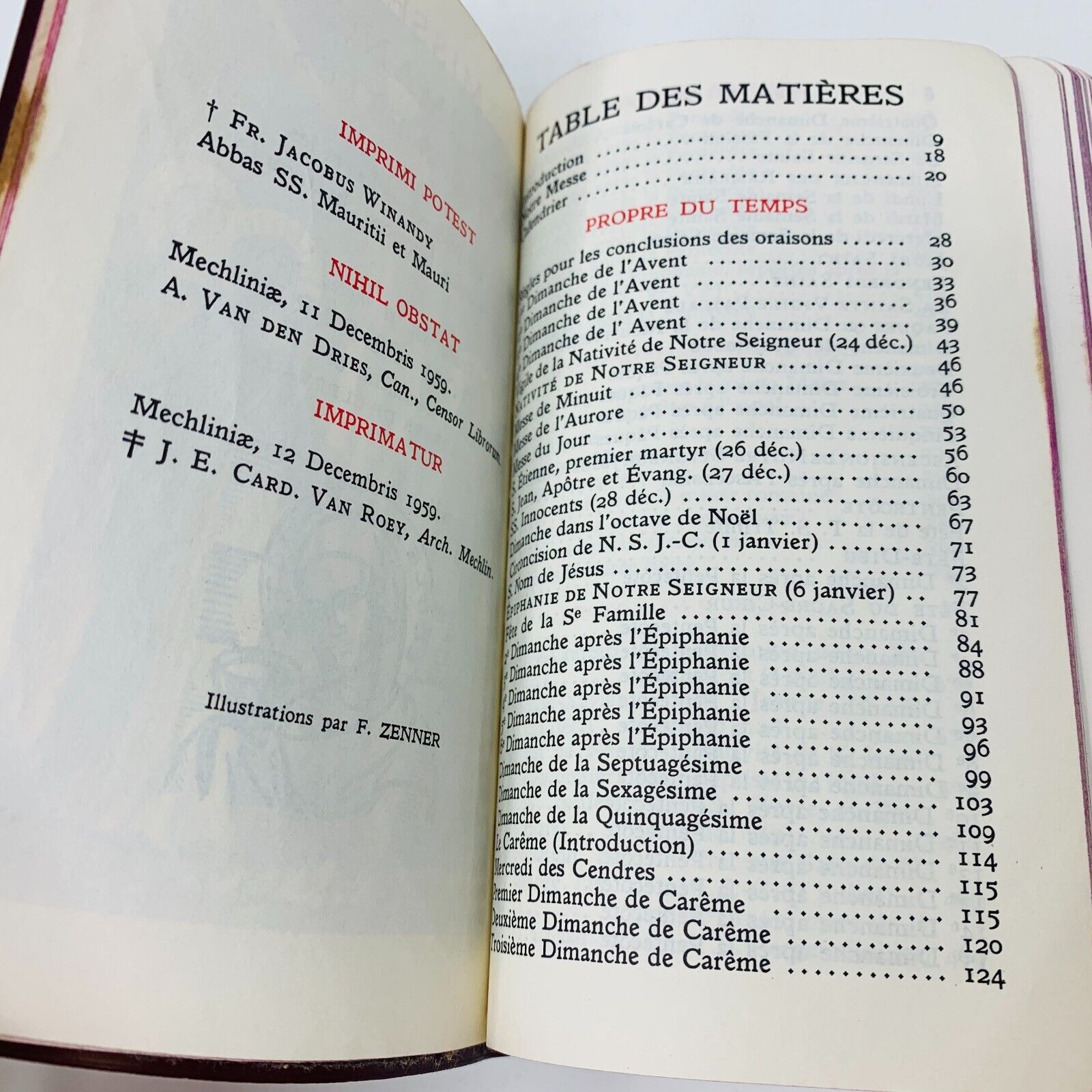 1959 Missel des Dimanches et Fêtes Dom Gérard Abbaye de Clervaux Français French
