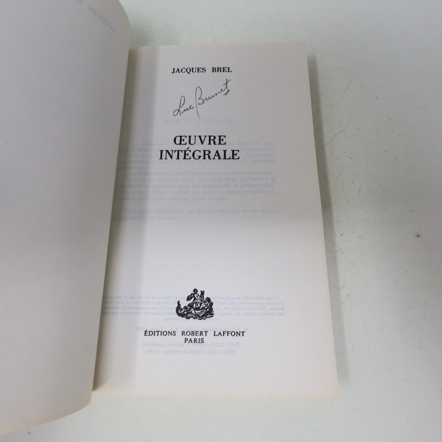 1982 Oeuvre Intégrale Jacques Brel Paroles des Chansons Robert Laffont Français