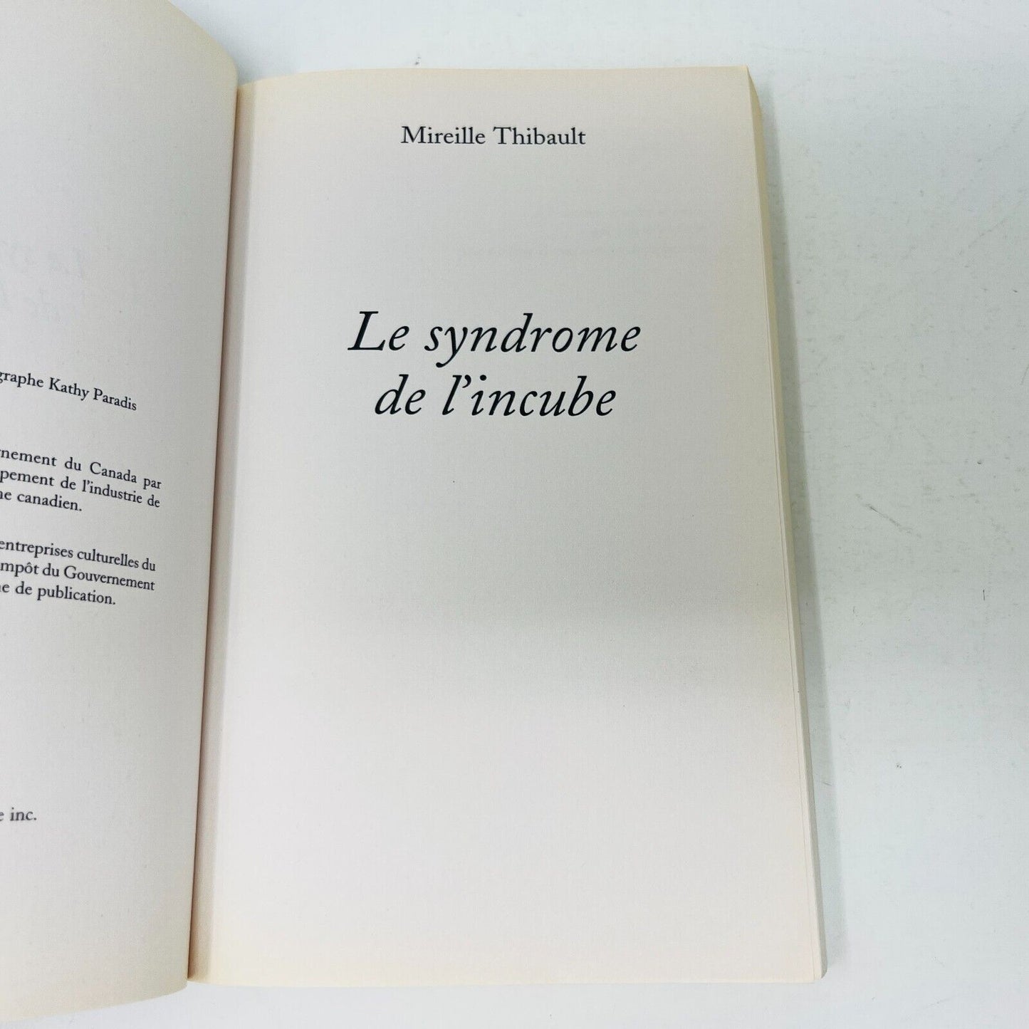 2004 Le Syndrome de l'Incube de Mireille Thibault Français Livre Louise Courteau
