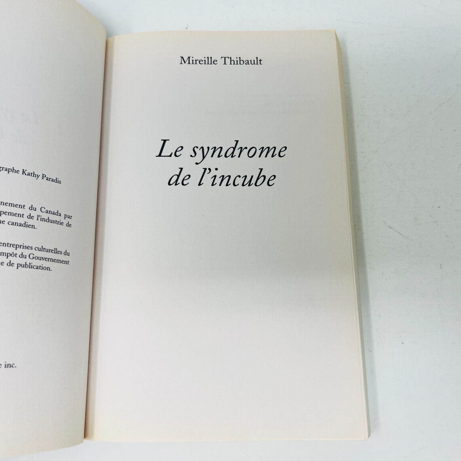 2004 Le Syndrome de l'Incube de Mireille Thibault Français Livre Louise Courteau