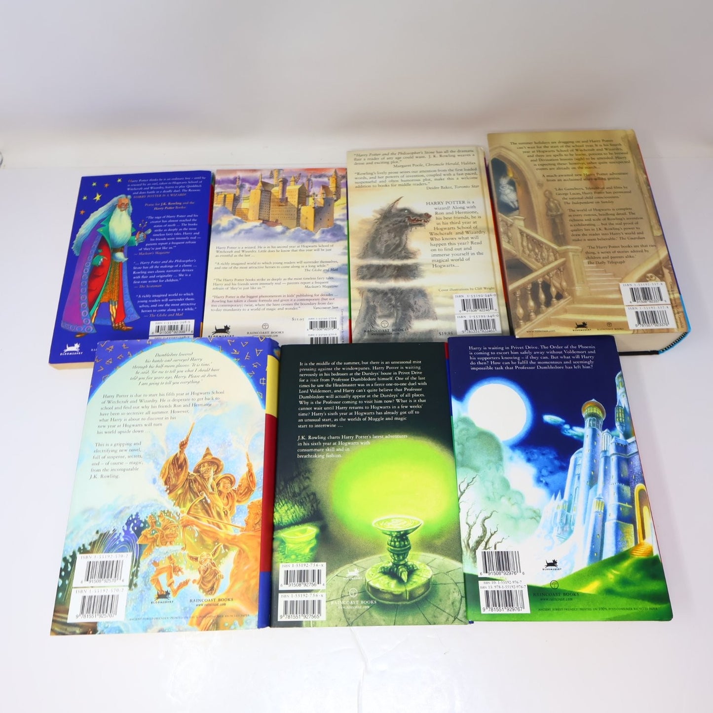Harry Potter 1-7 Complete Set Books Lot Raincoast/Bloomsbury Rowling 2 PB & 5 HC