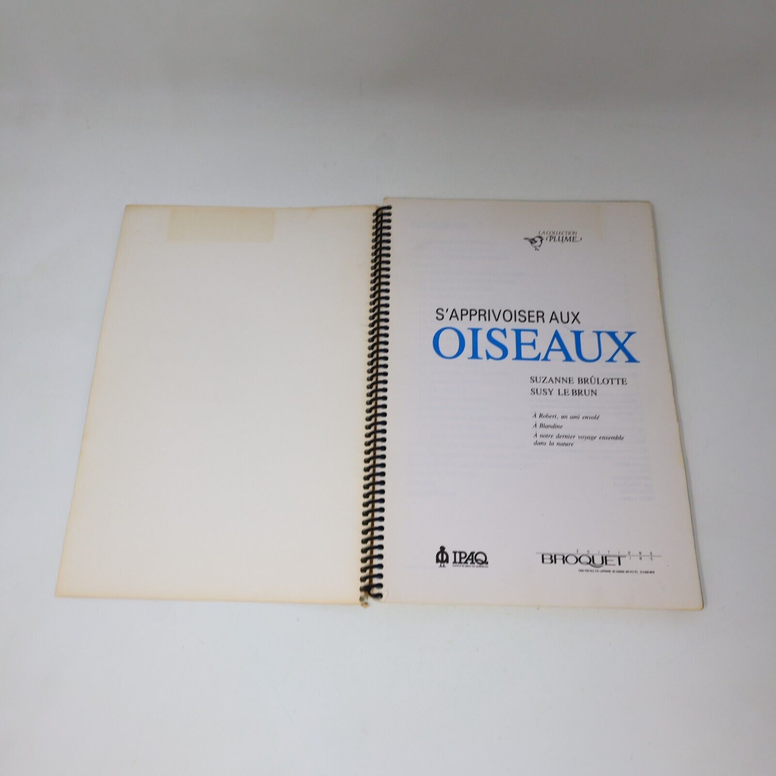 1989 S'Appivoiser aux Oiseaux Suzanne Brûlotte Susy le Brun La Collection Plume