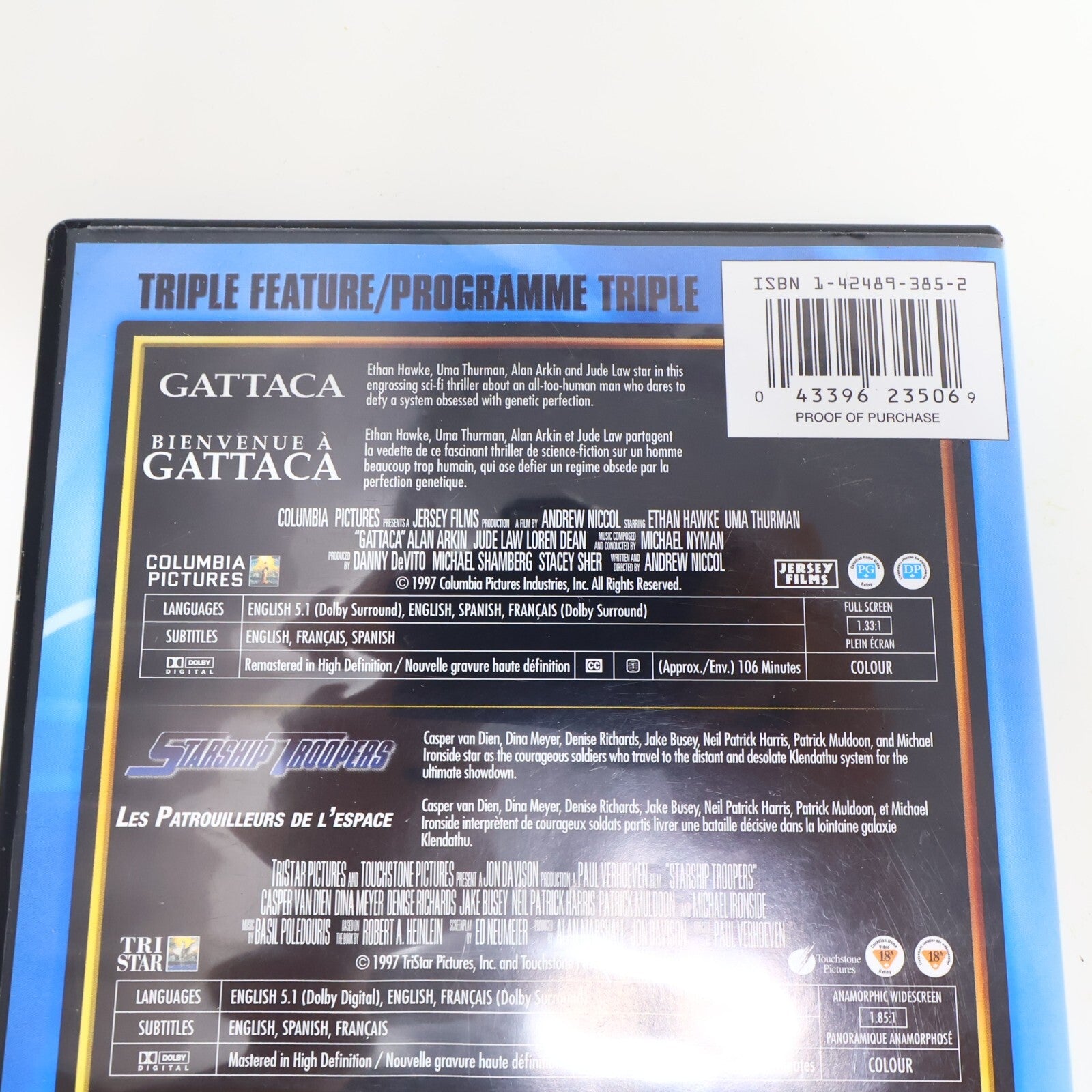 Gattaca/Starship Troopers/Fifth Element Triple Feature DVD Science-Fiction Set
