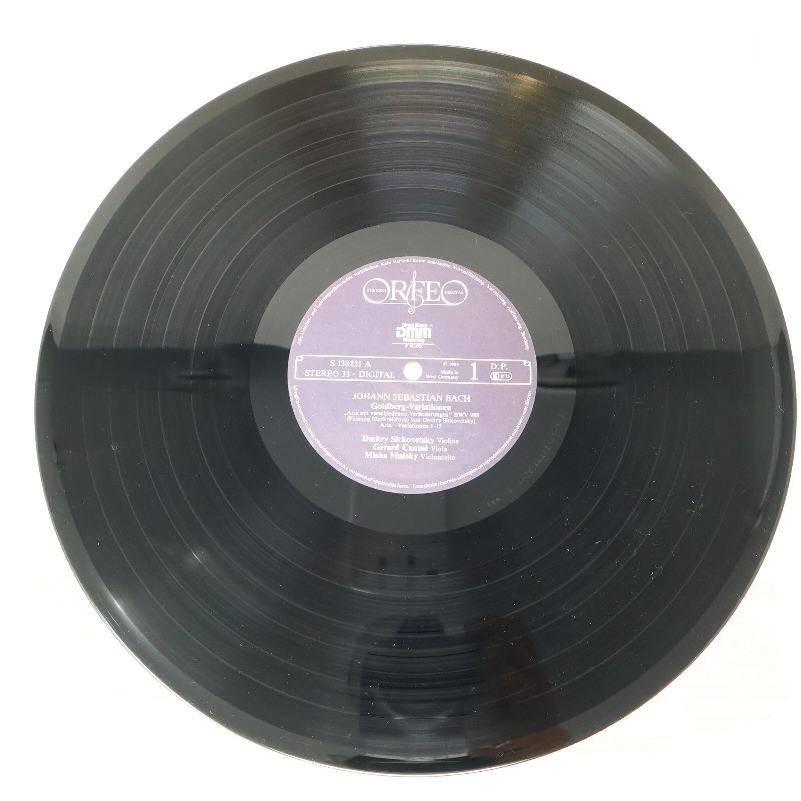 Bach Goldberg Variationen Sitkovetsky/Caussé/Maisky Orfeo Record Vinyl S 138 851