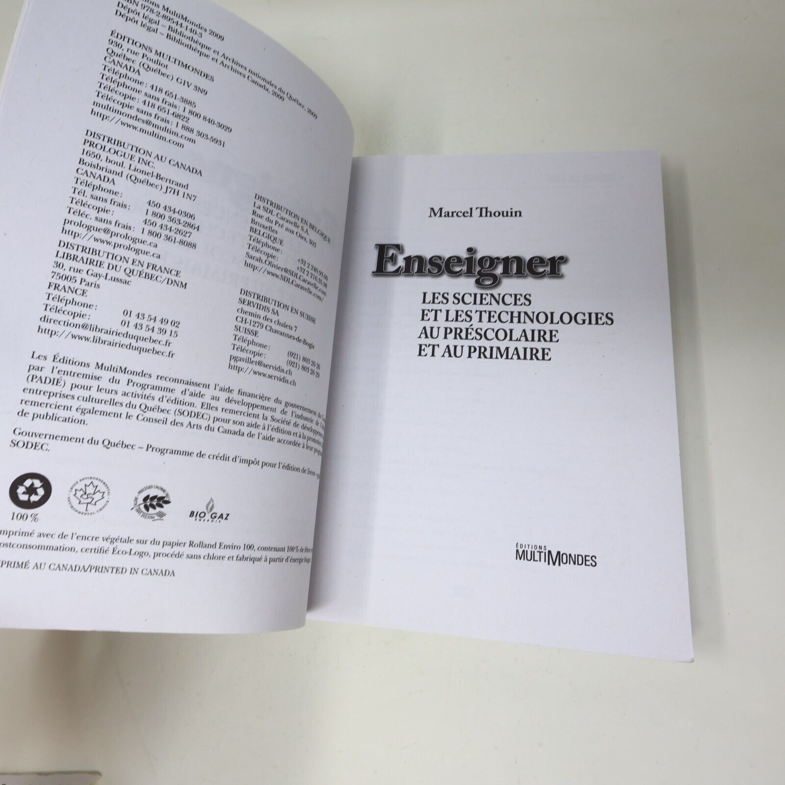 Enseigner les Sciences et la Technologie au Préscolaire et au Primaire Thouin PB