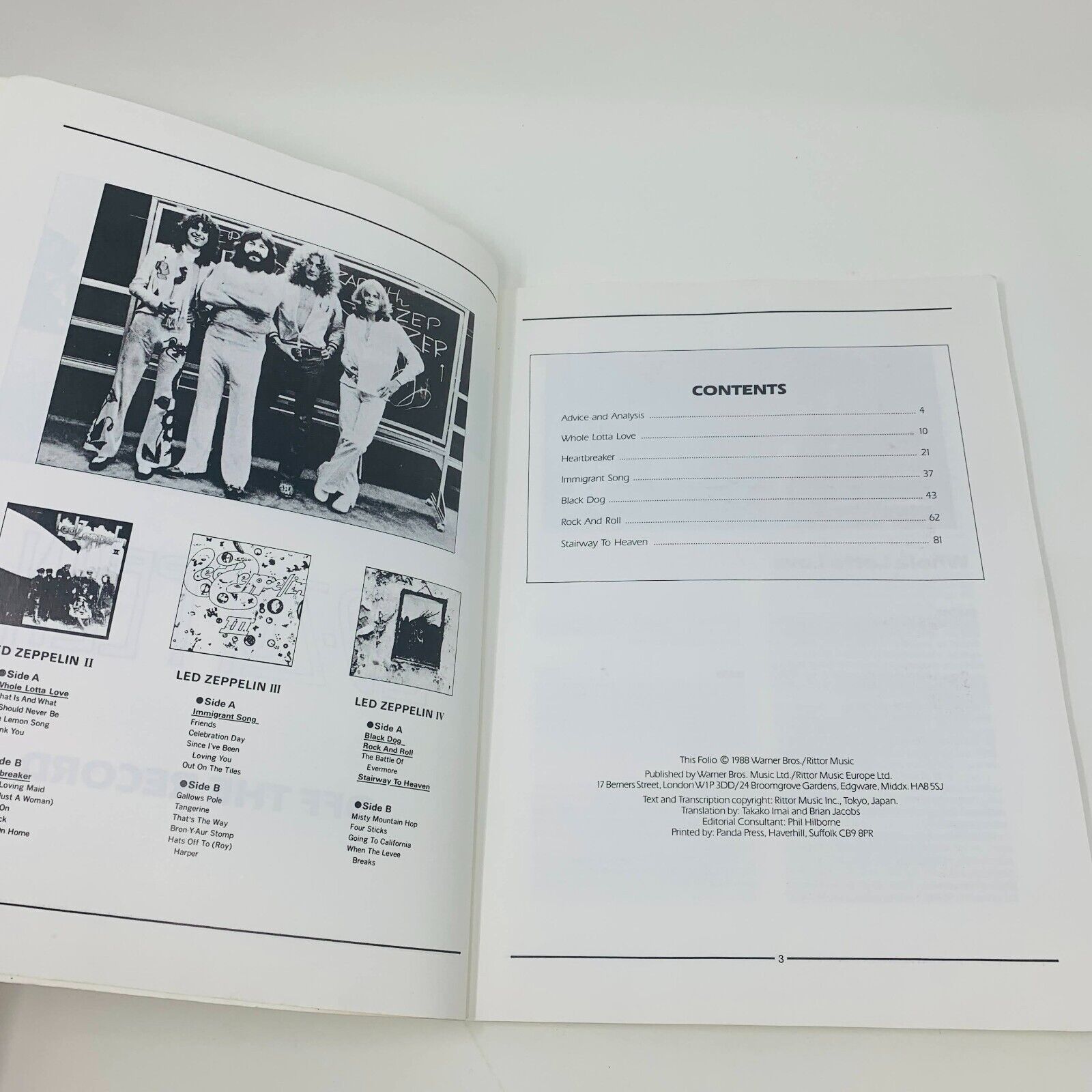 1988 Led Zeppelin Off The Record Songbook Sheet Music Jimmy Page Robert Plant