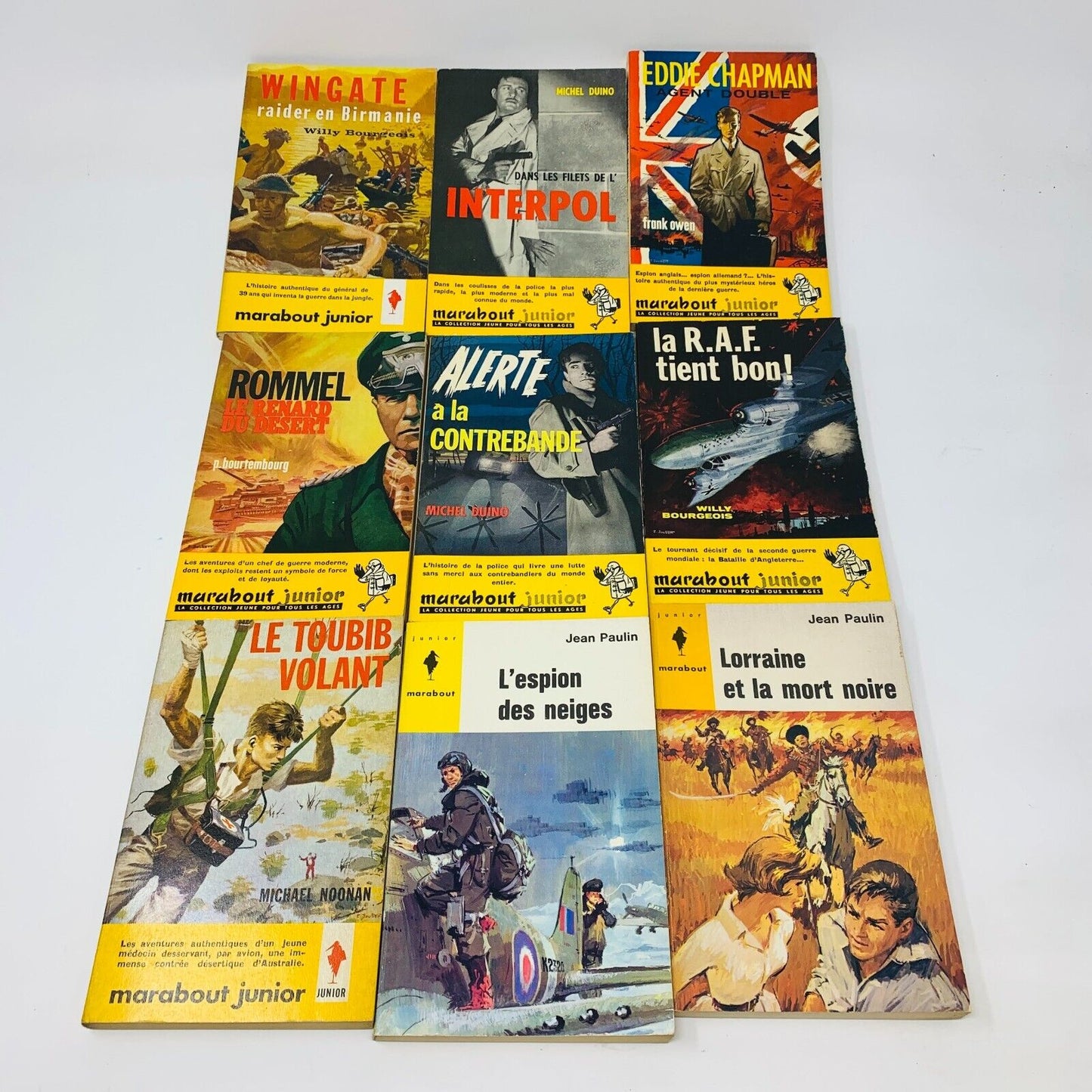 9x Marabout Junior Pulp Fiction Espion Guerre Crime Lot French Français 1958-64