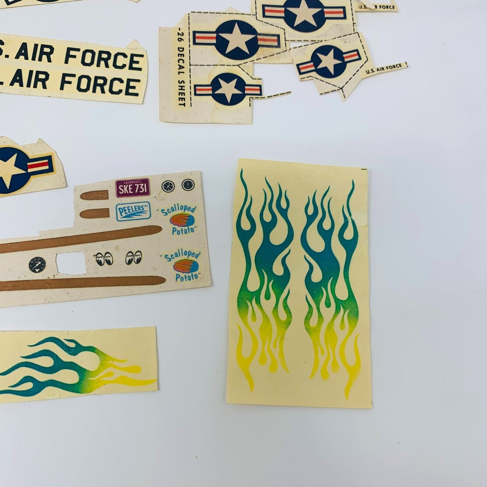 Mixed Lot of Die Cut Decal Sheets for AMT & Others Cars Planes 60-90s Model Kits