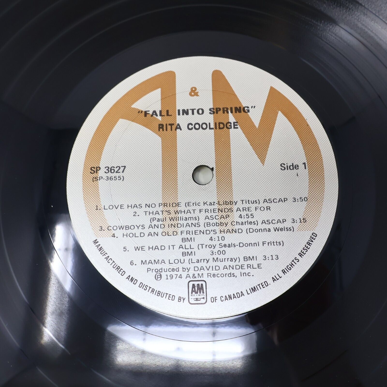 Rita Coolidge Fall Into Spring LP A&M Record 1974 SP 3627 Love Has No Pride 70s
