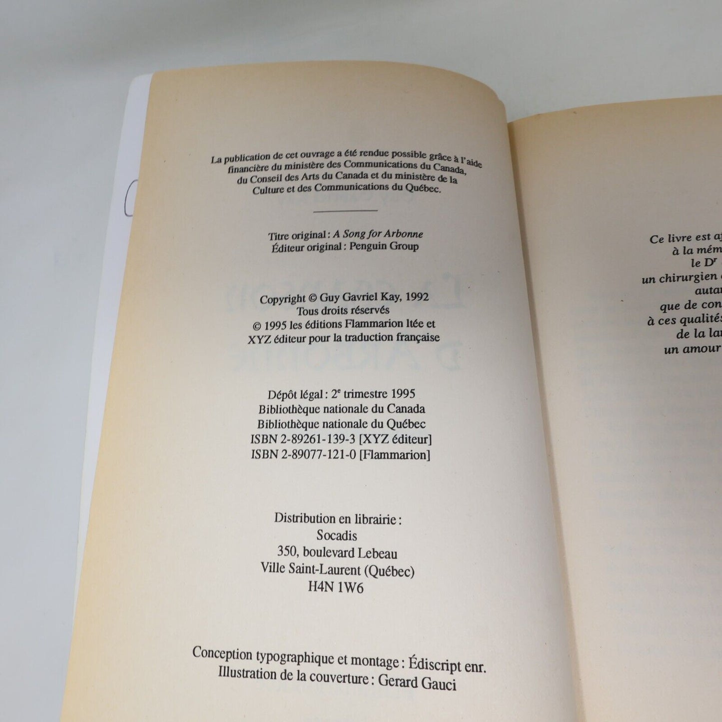 1995 La Chanson d'Arbonne de Guy Gavriel Kay Paperback PB Xyz Éditeur Fantasy