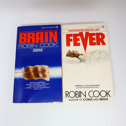 Robin Cook 2 Books Lot Brain/Fever Signet Paperback Horror Thriller Medical 80s