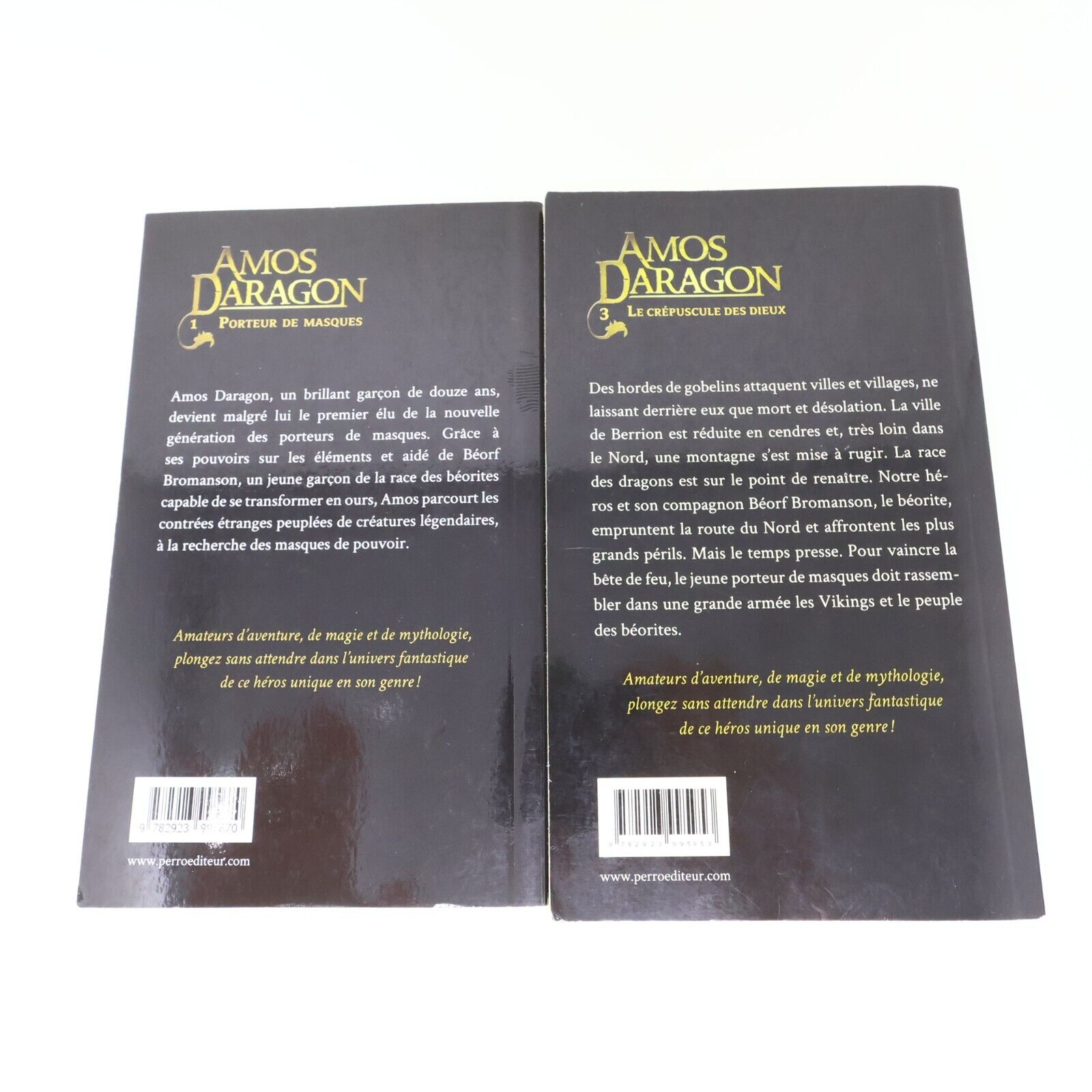 Lot 2 Livres Amos Daragon #1, 3 Bryan Perro Perro Éditeur Fantastique Français