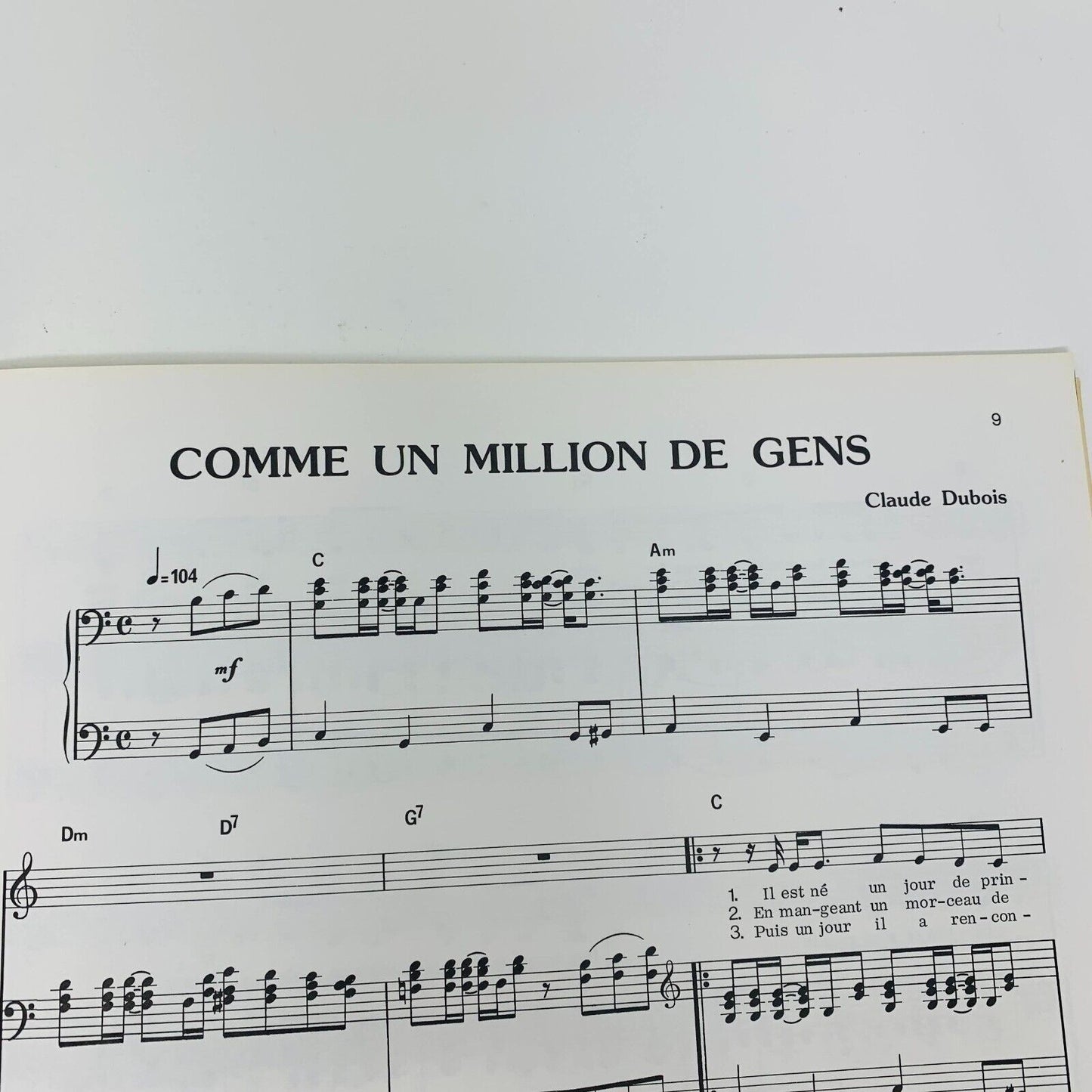1979 Claude Dubois Partitions Songbook Chant de Mon Pays Piano Guitar Québécois