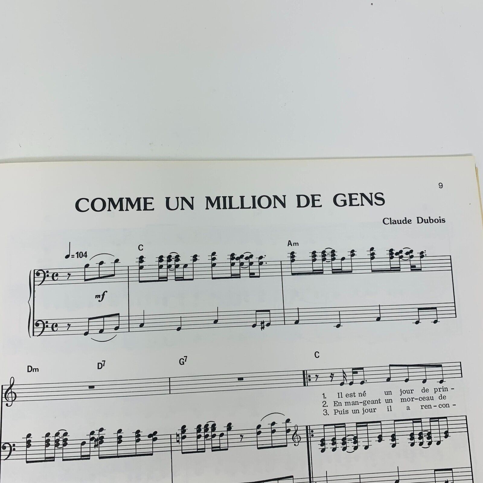 1979 Claude Dubois Partitions Songbook Chant de Mon Pays Piano Guitar Québécois