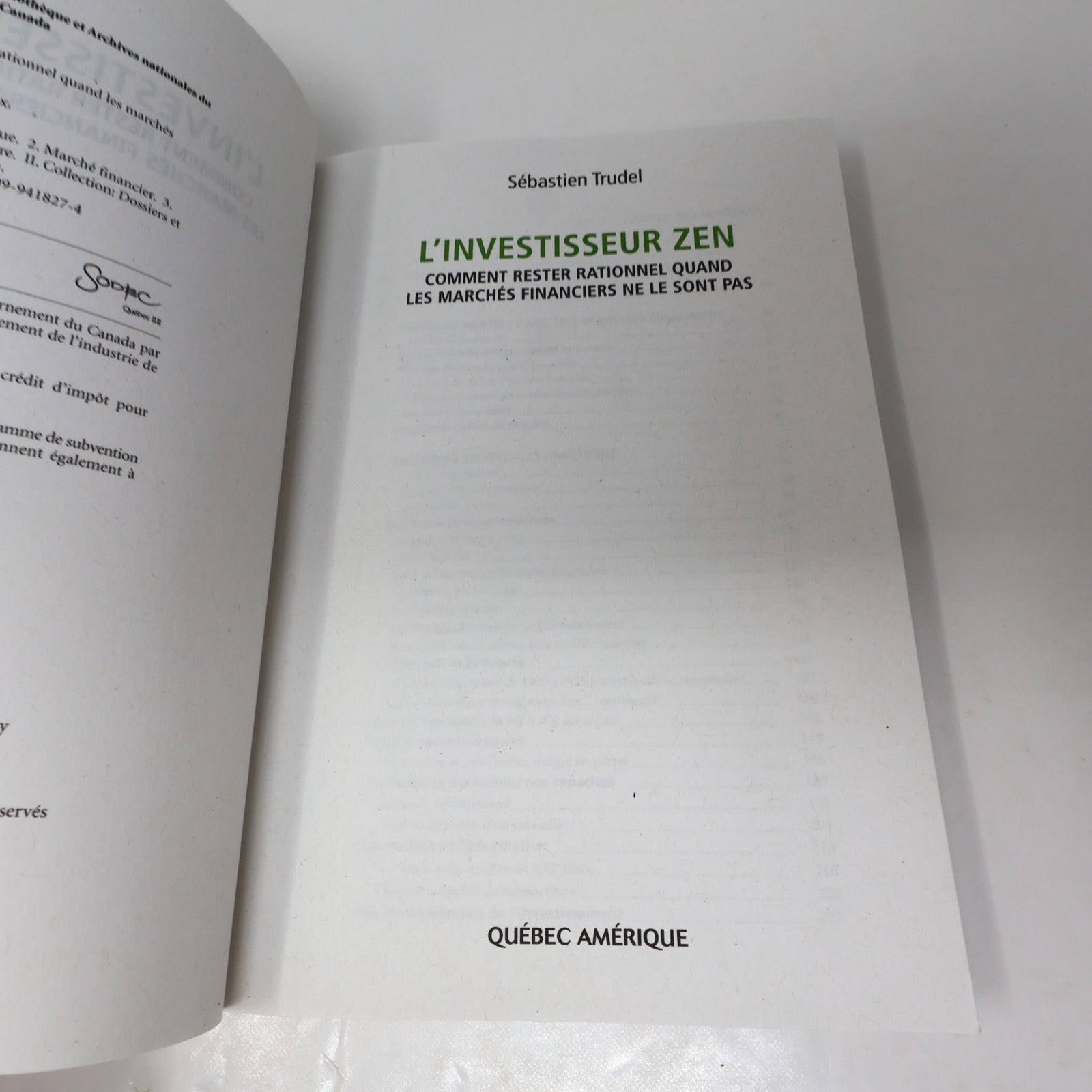 L'Investisseur Zen Sébastien Trudel 2009 PB Bourse Affaires Finances Français
